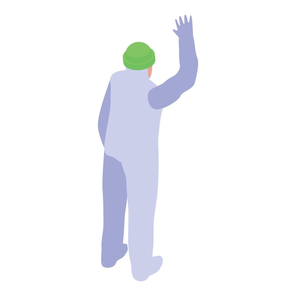 Skydiver wearing protective suit waving before jumping from airplane vector