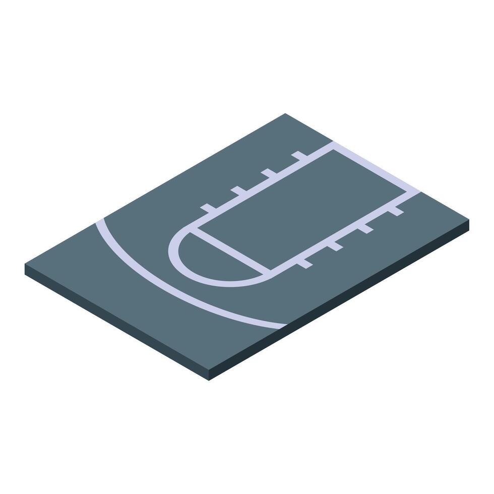 Basketball half court showing three point line and key area in isometric view vector