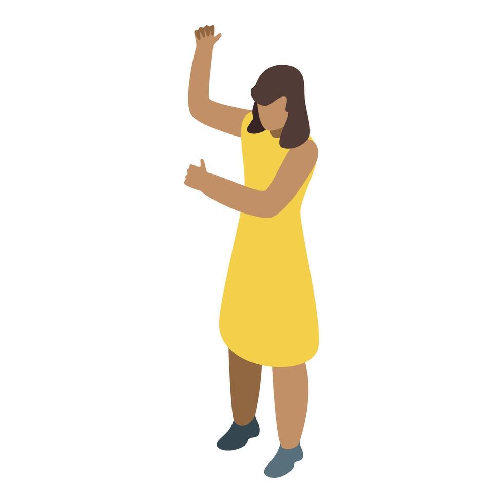 Young woman dancing and moving her body with enthusiasm vector