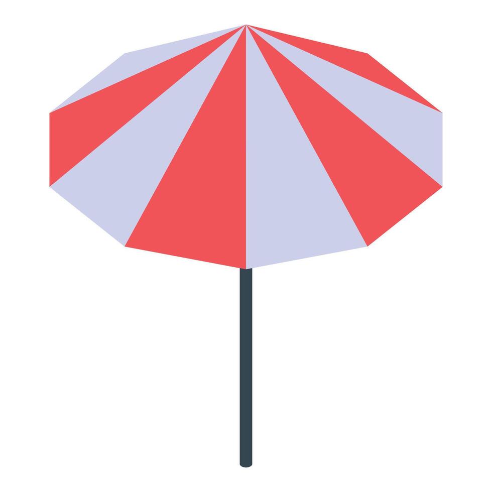 Red and white striped beach umbrella providing shade on sunny day vector
