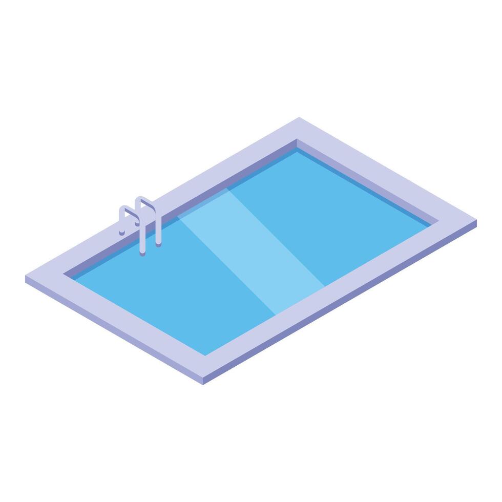 Private rectangular swimming pool with clear blue water inviting a refreshing dip vector