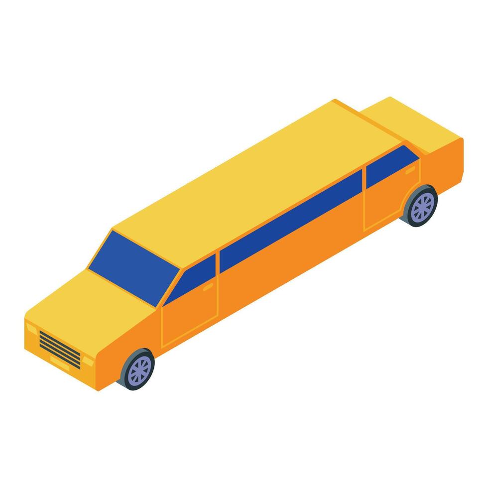 Long orange limousine standing in isometric view vector