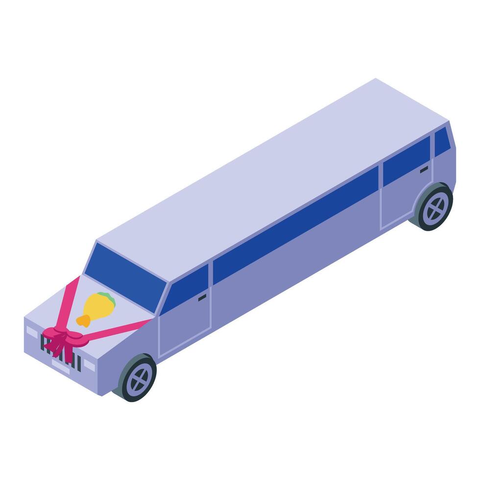 White limousine waiting for newlyweds leaving church after wedding ceremony vector