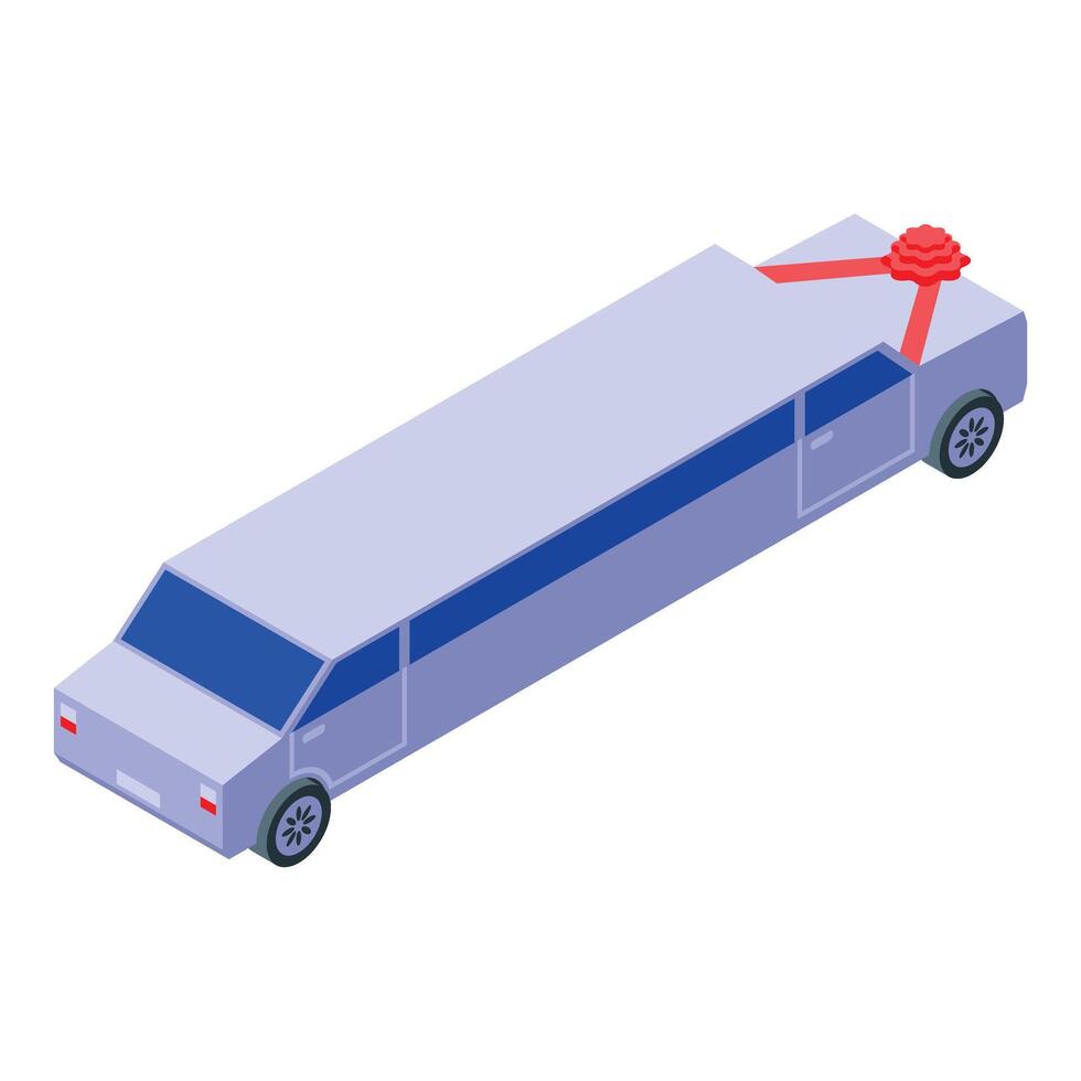 White limousine decorated with red ribbon for wedding day vector