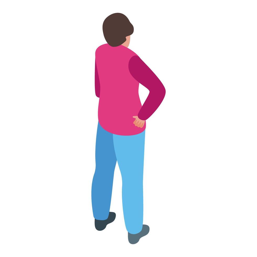 Manager standing with hands on hips looking away isometric icon vector