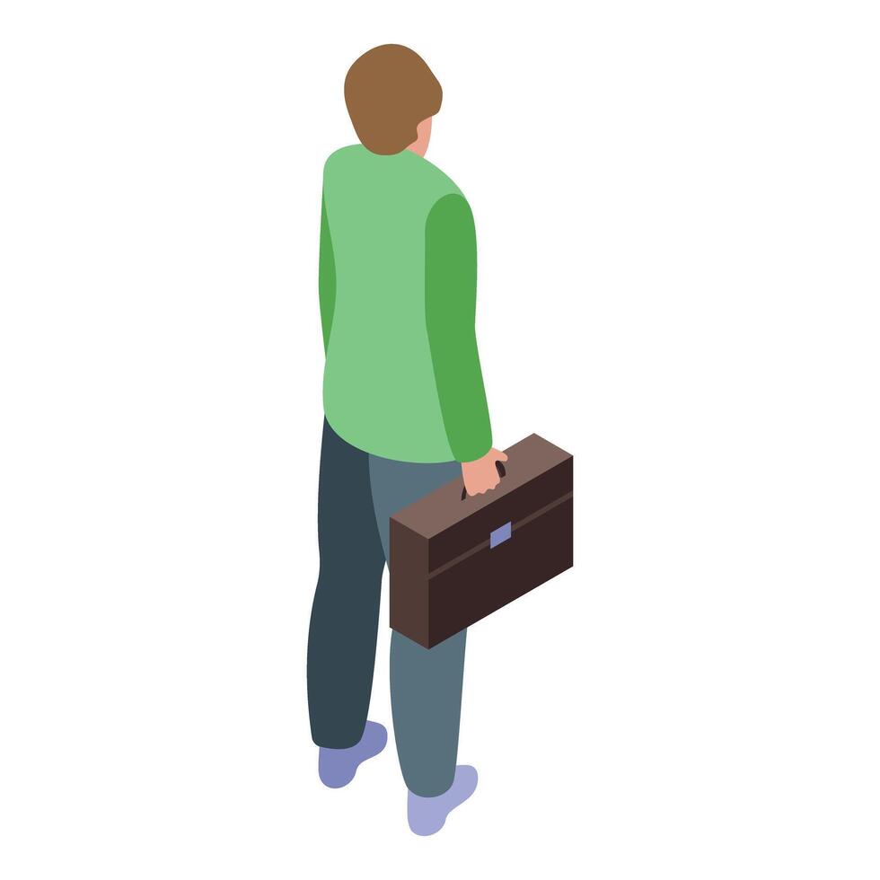 Businessman is holding briefcase, rear view vector