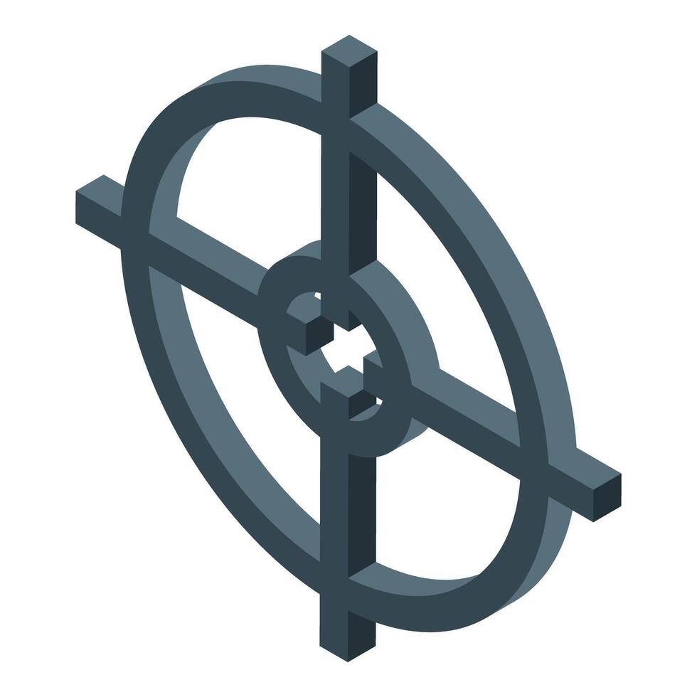Optical sight representing focus and targeting in isometric view vector