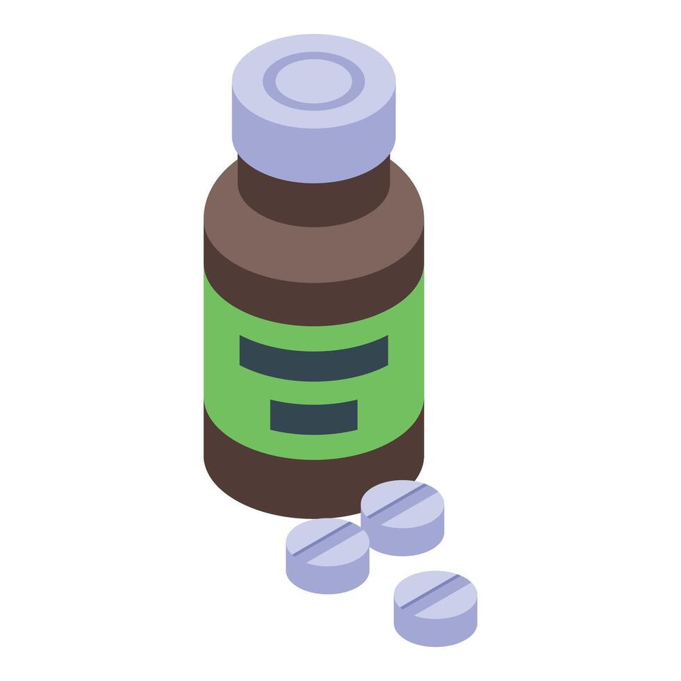 Medical pill bottle pouring out medication tablets vector