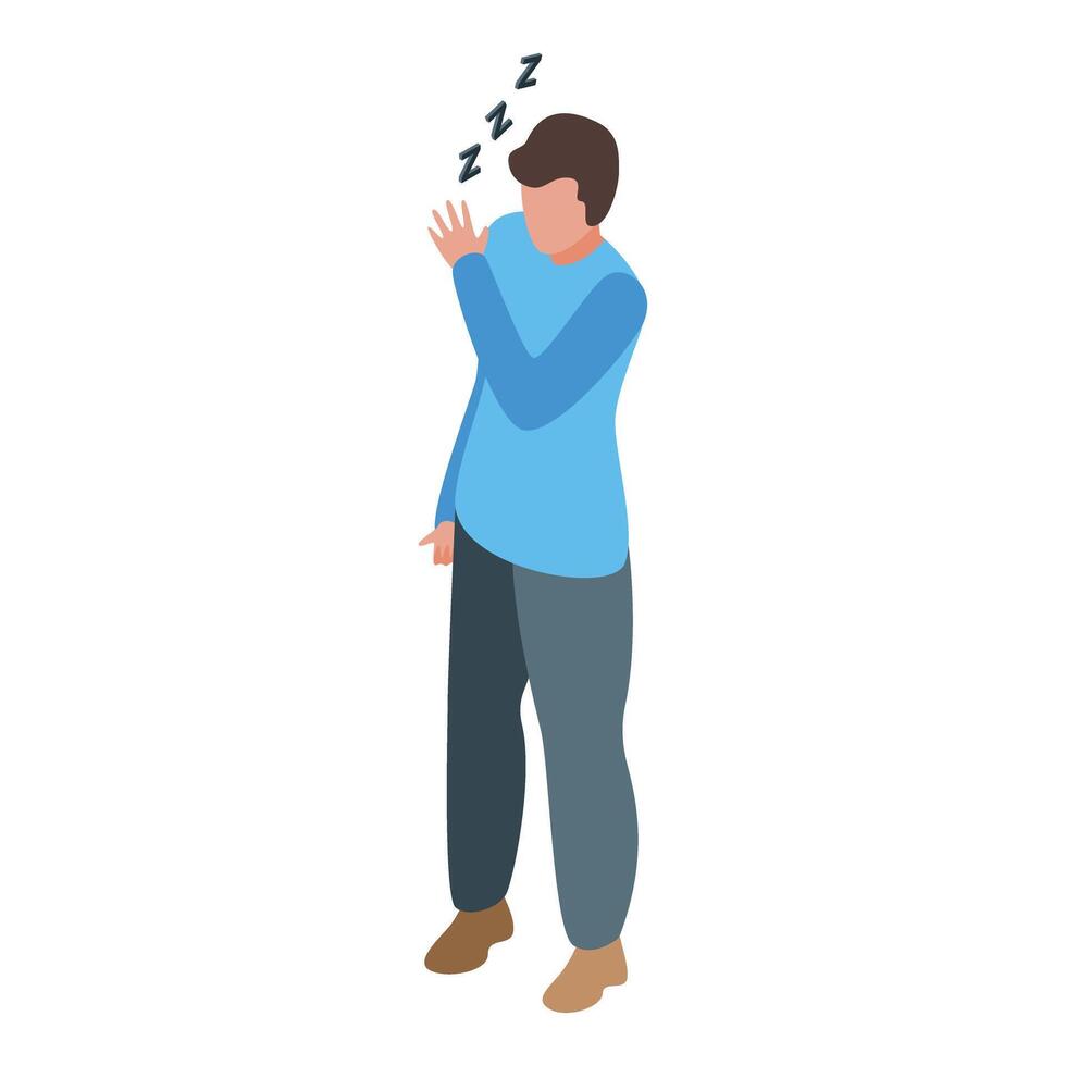 Sleepy young man yawning and feeling tired vector