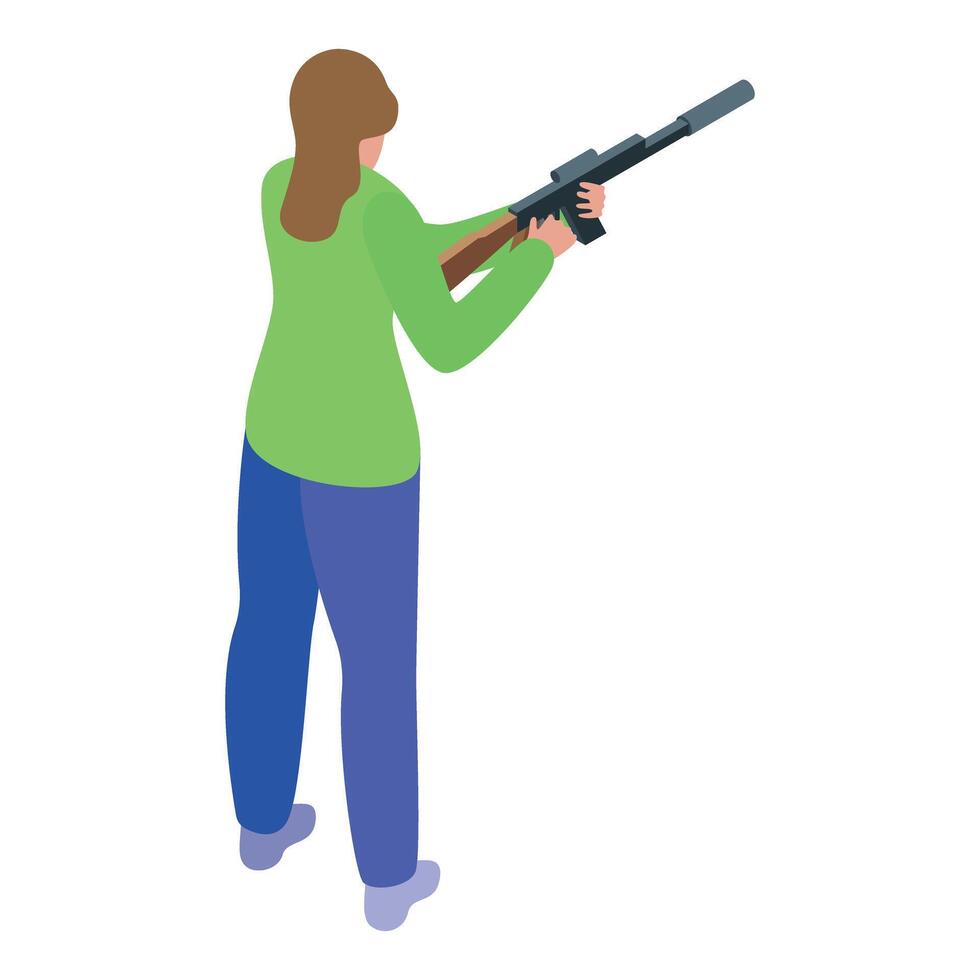 Woman with rifle shooting illustration isolated on white background vector