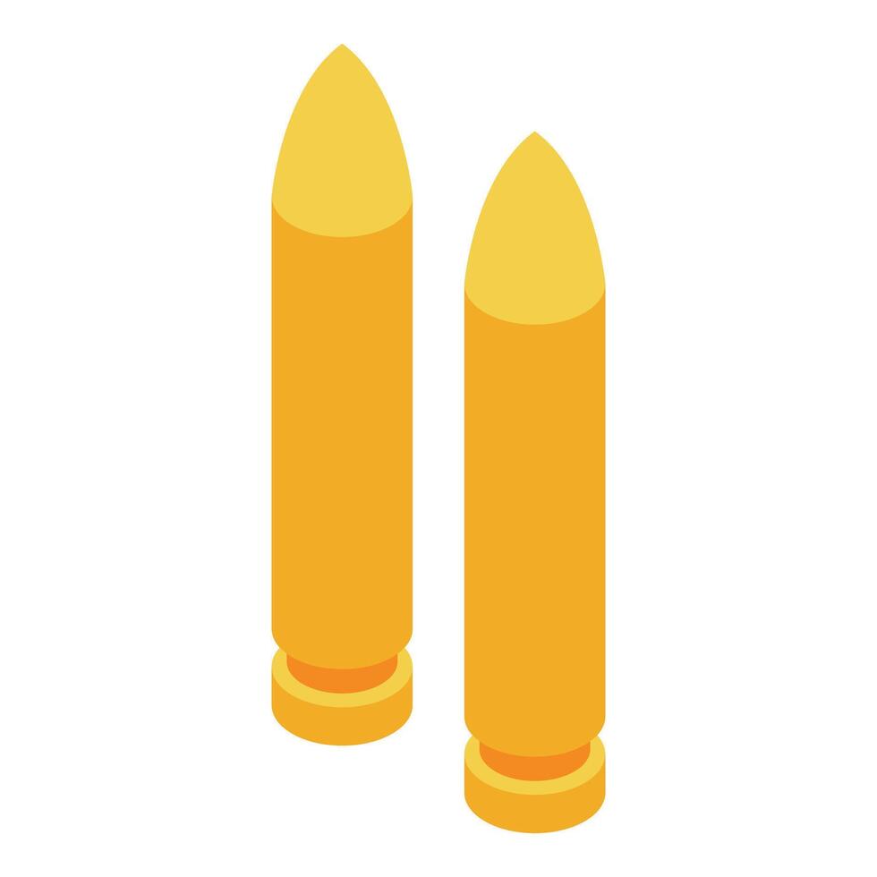 Two rifle bullets standing up, isometric view of ammunition vector
