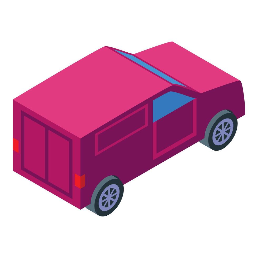 Pink delivery van with open door parked for loading goods vector