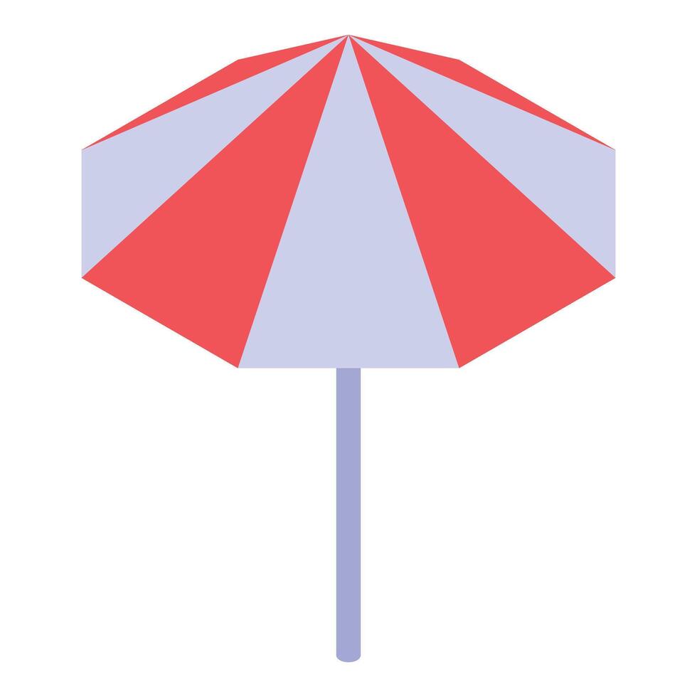 Red and white beach umbrella providing shade on a sunny day vector
