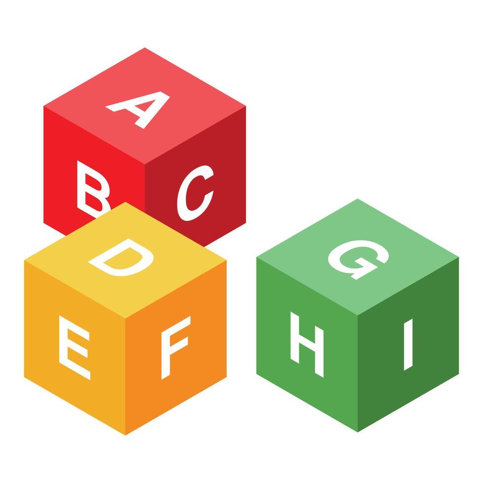 Colorful alphabet cubes representing learning and education vector