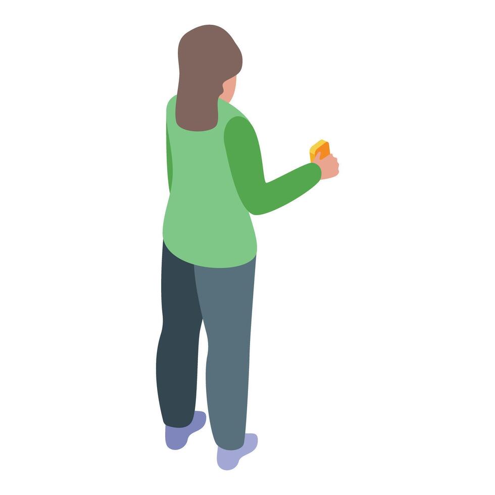 Woman holding nfc payment terminal making contactless transaction vector