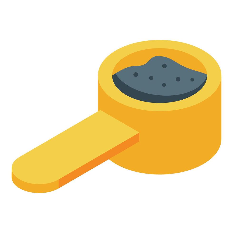 Yellow scoop holding ground coffee or tea leaves vector