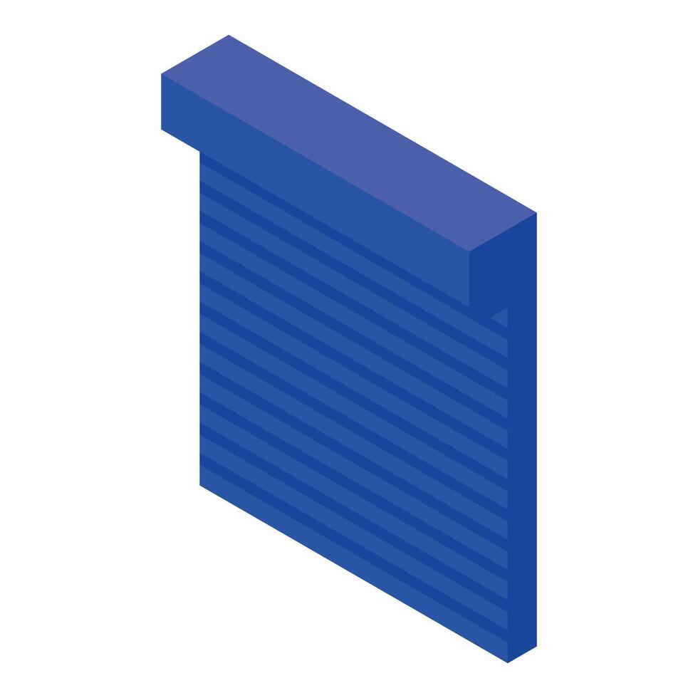 Blue rolling shutter door protecting a shop or garage in isometric view vector