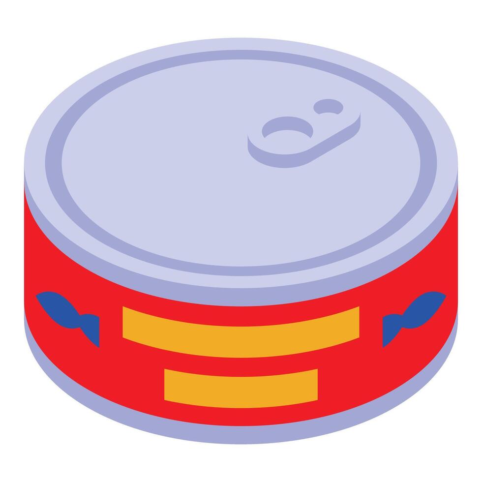 Closed tin can of fish preserves isometric view vector