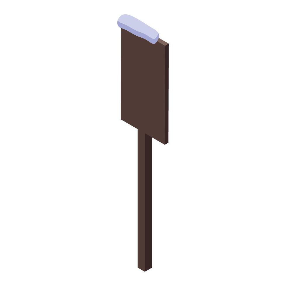 A sign on a pole with a wooden stick vector