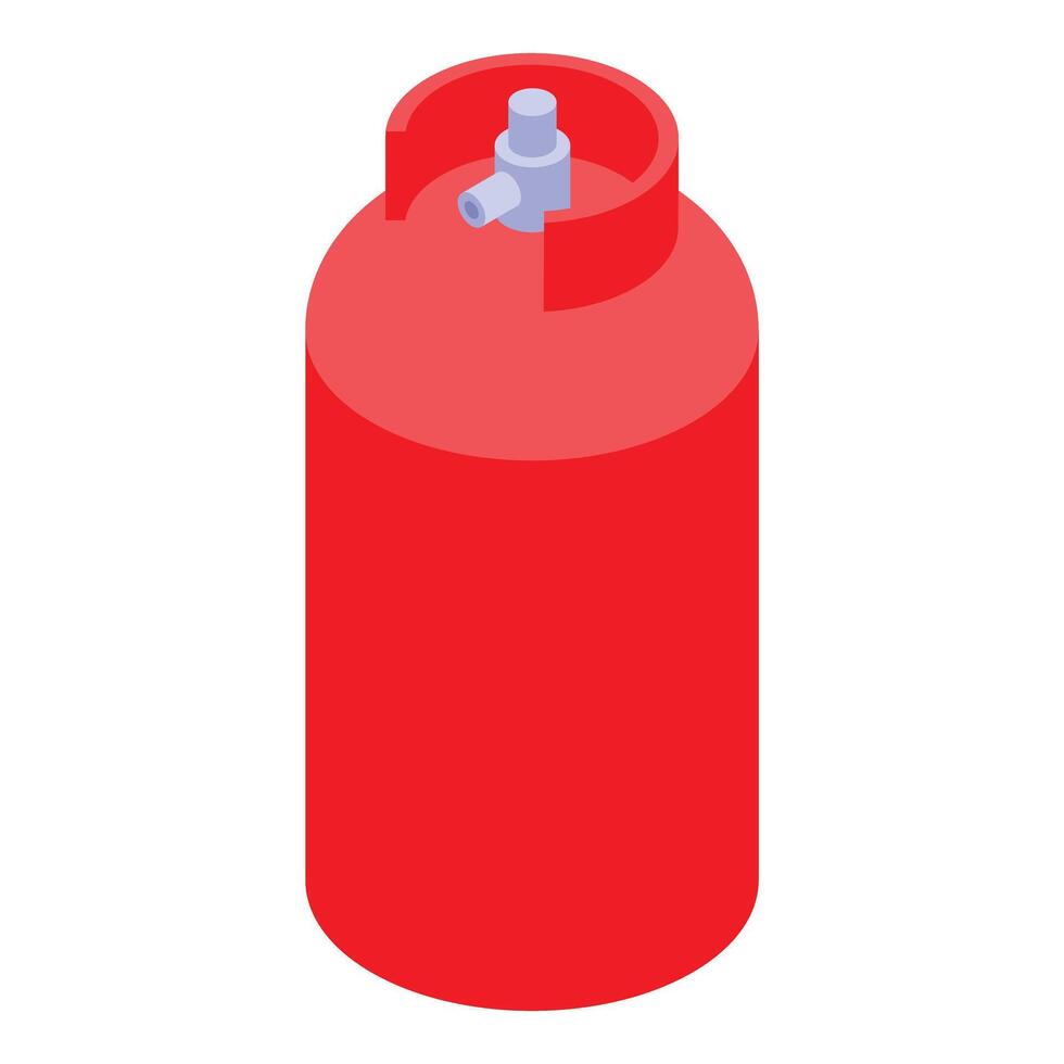 Red gas cylinder with valve in isometric view vector