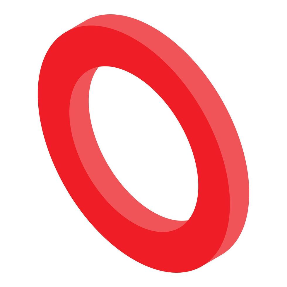 Red torus floating in white space representing abstract concepts vector