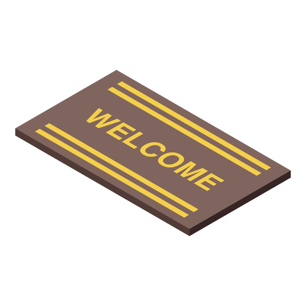 Brown welcome mat showing hospitality and greeting guests vector