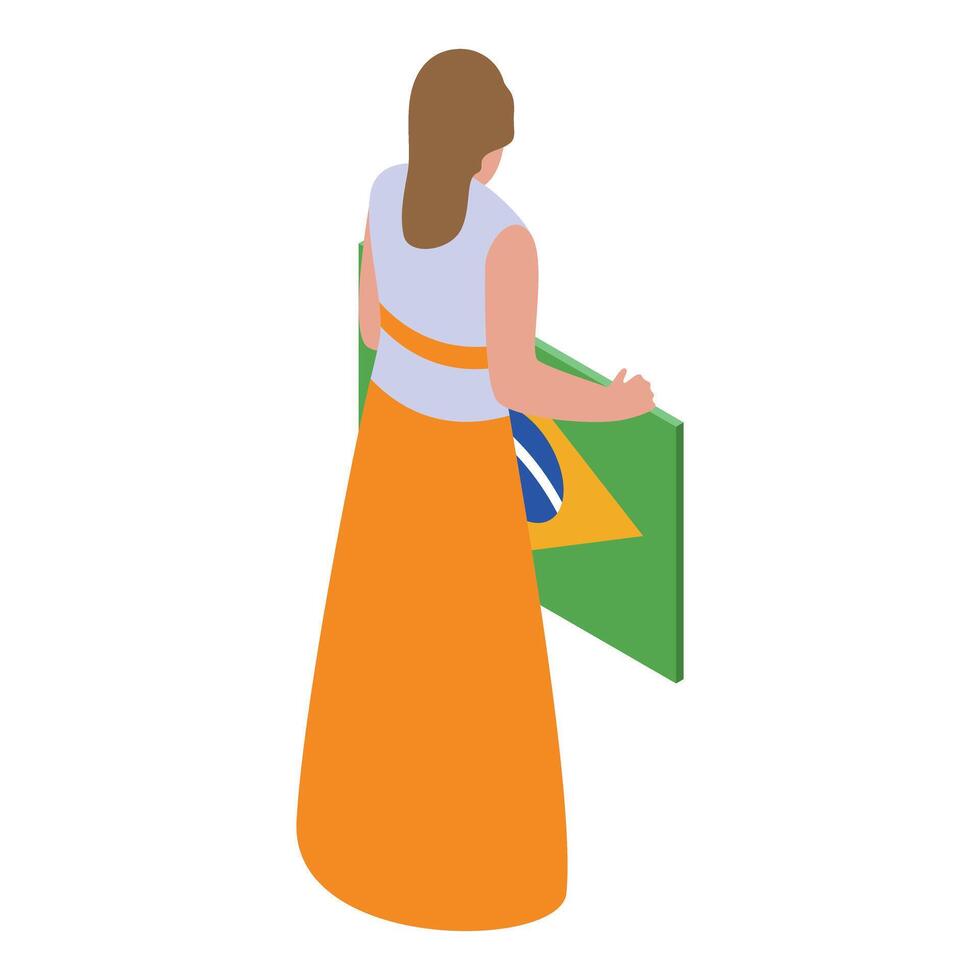 Woman showing brazilian flag, promoting national identity and patriotism vector