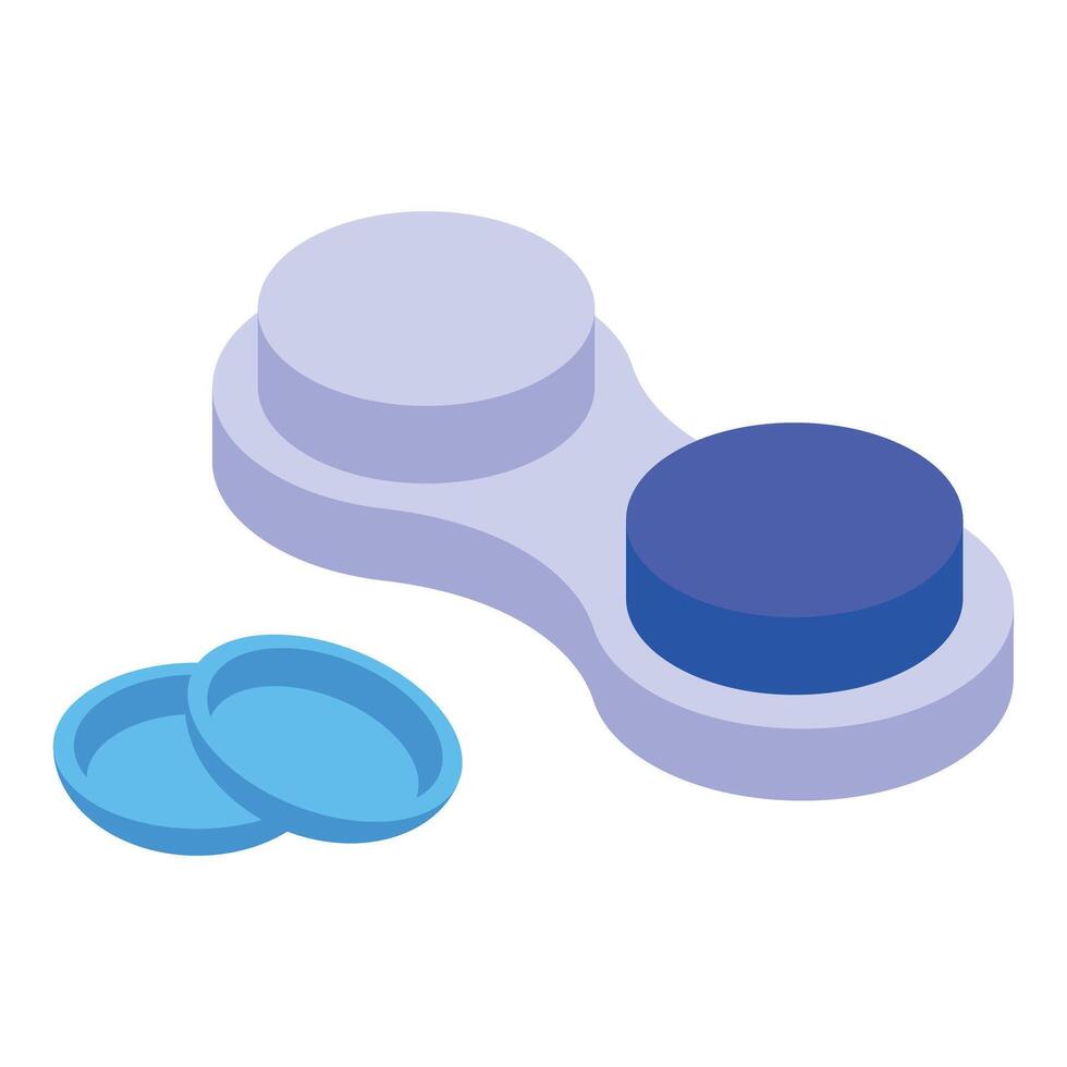 Contact lenses soaking in contact lens case, preparing for perfect vision vector