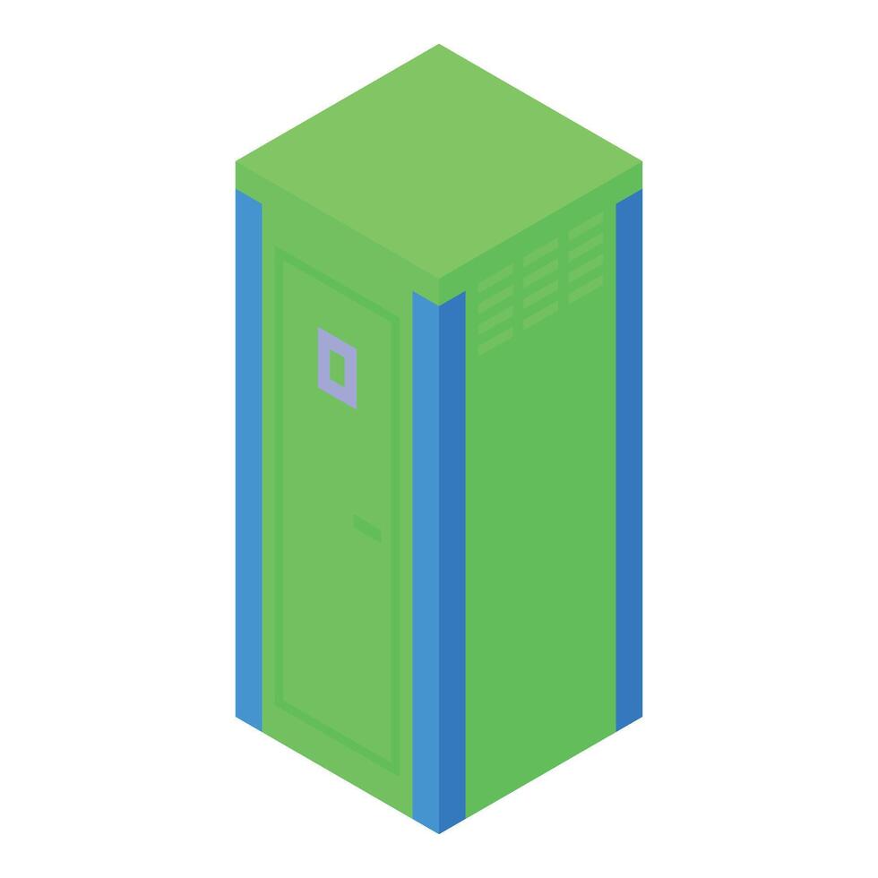 Green portable toilet showing closed door and ventilation grills vector