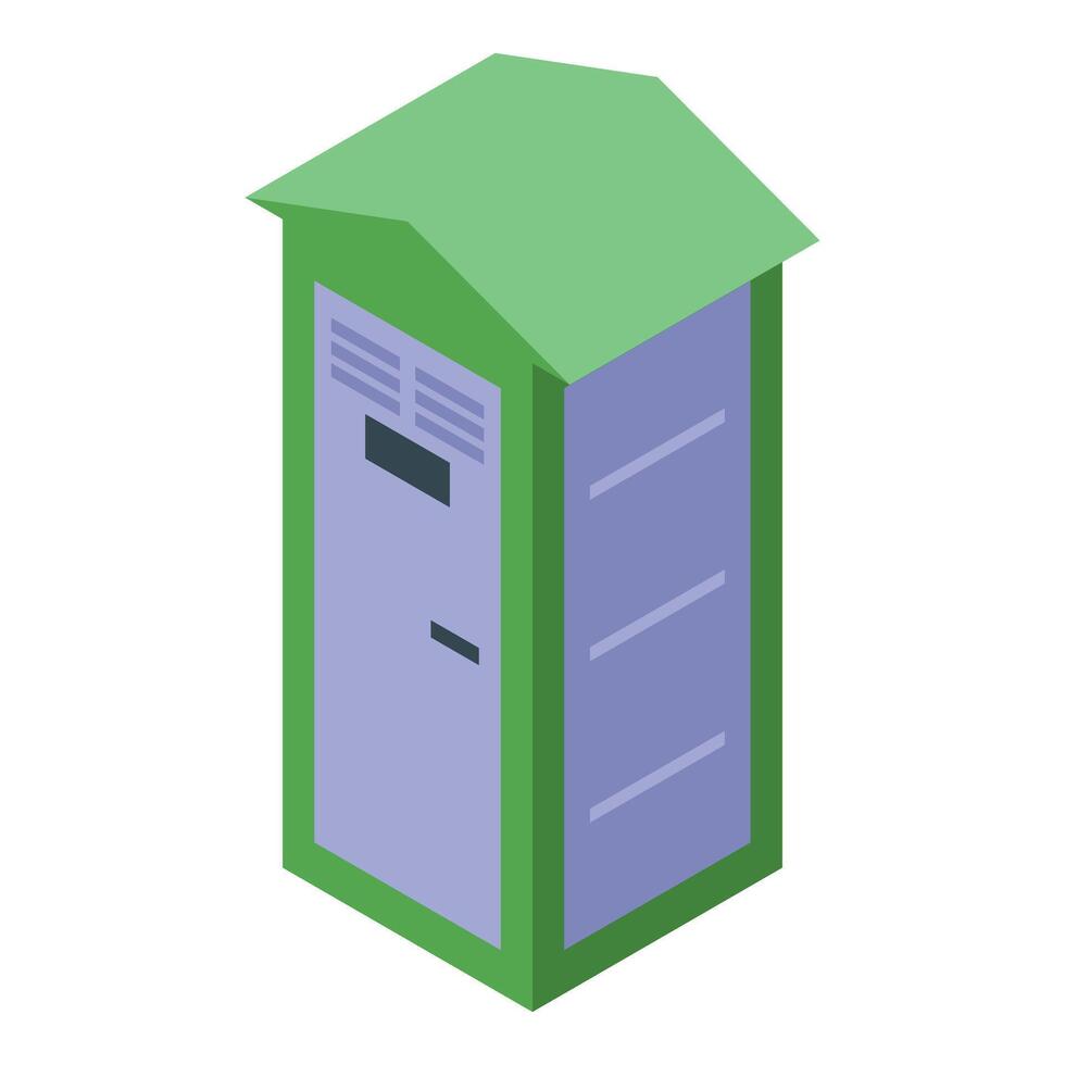 Green and purple portable toilet for outdoor events and construction sites vector
