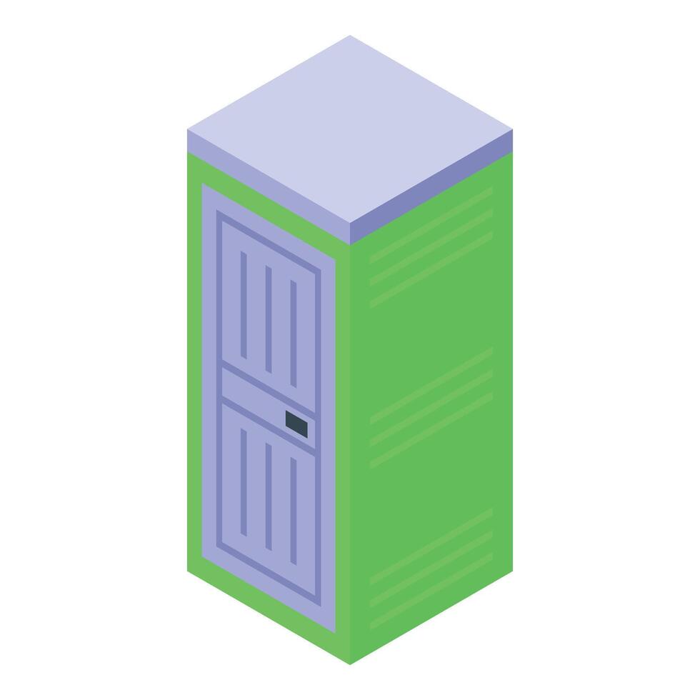 A green cabinet with a door and a purple handle vector