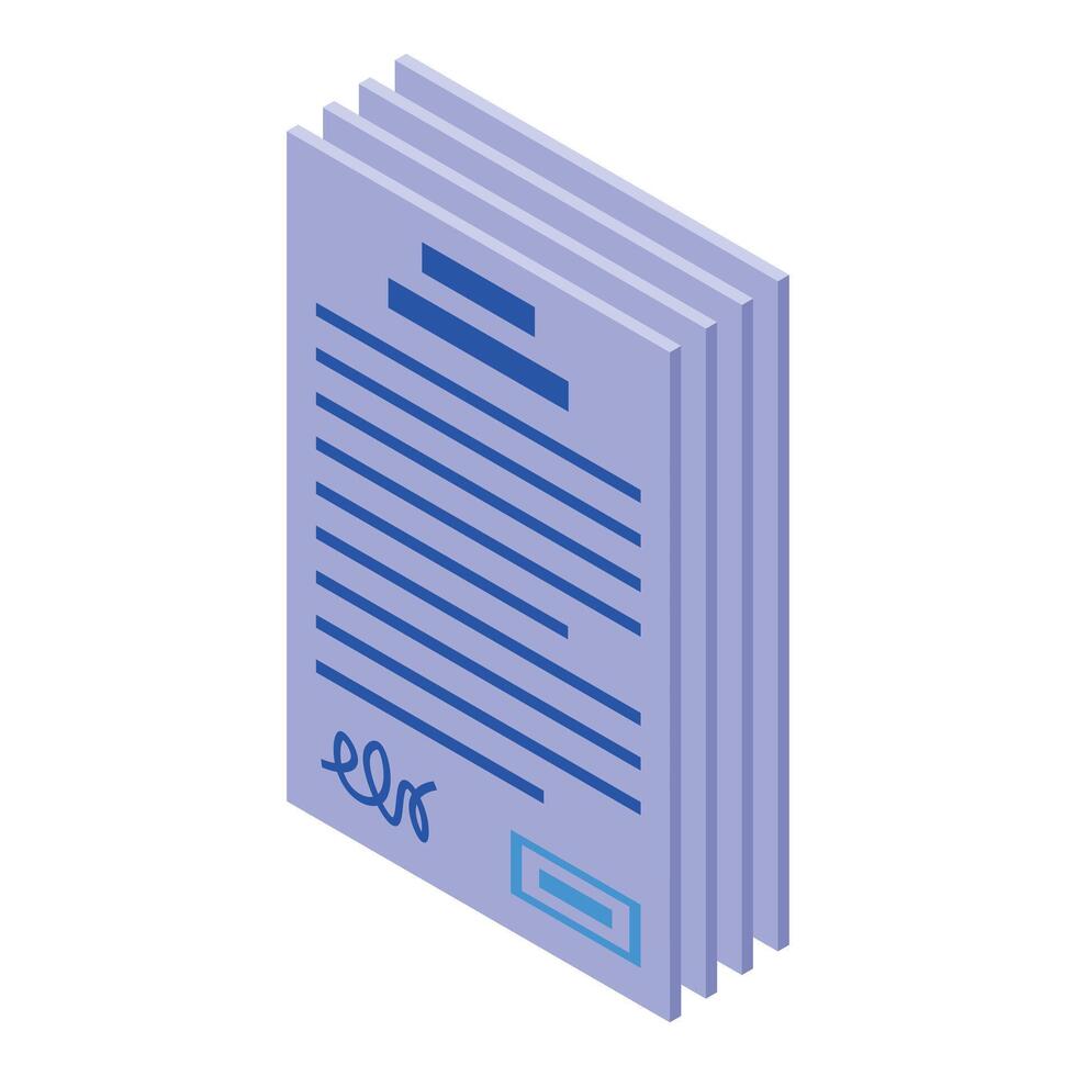 Stack of documents representing official paperwork with signature and stamp vector