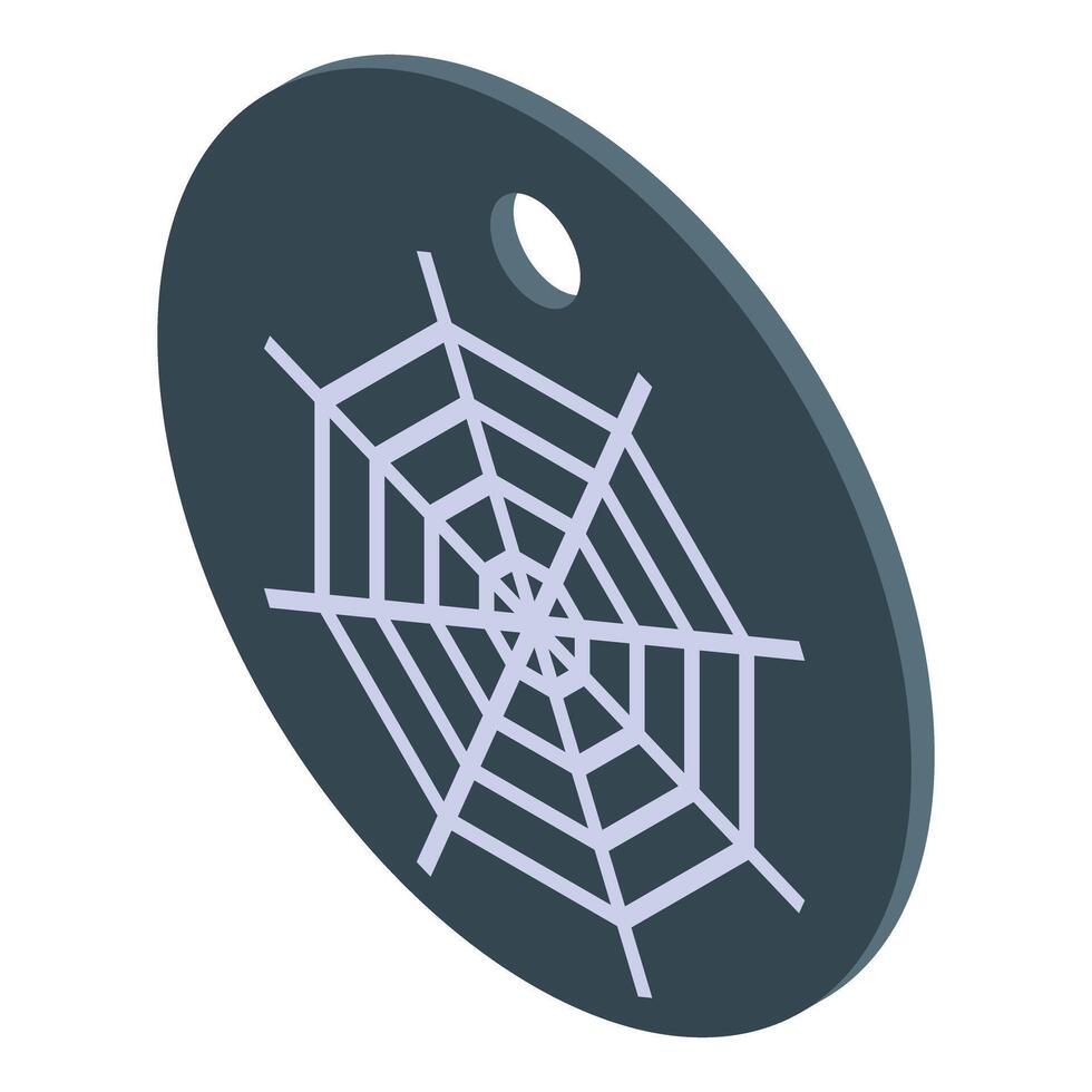 Round keychain showing spider web for halloween decoration vector