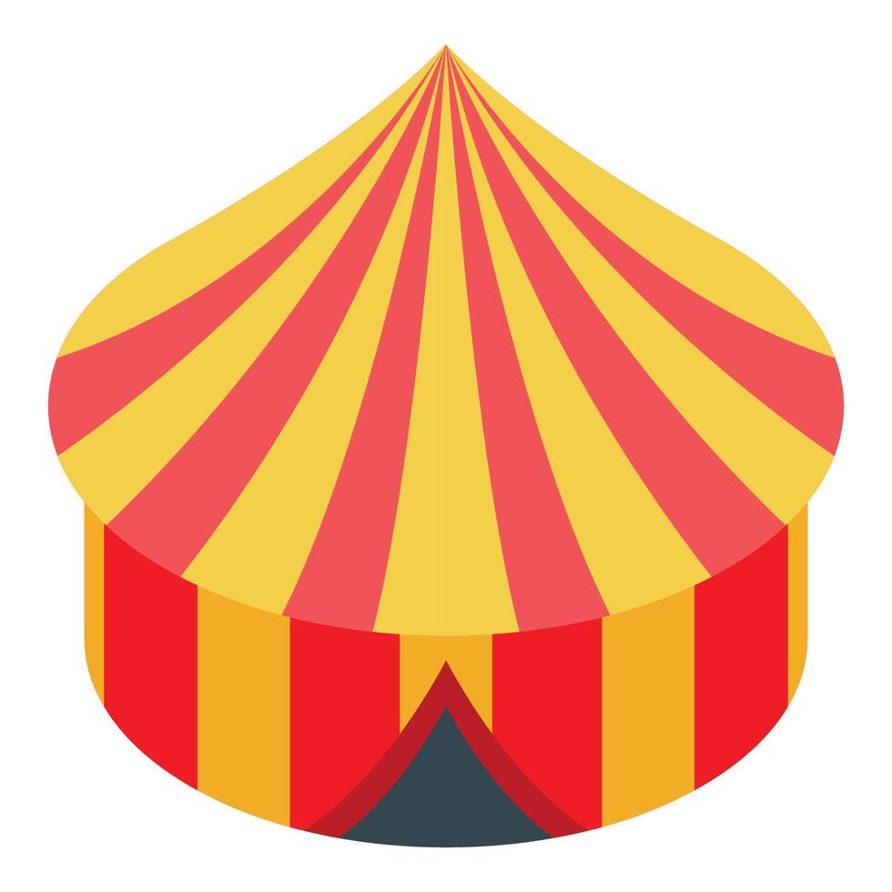Colorful circus tent with red and yellow stripes displaying festive atmosphere vector