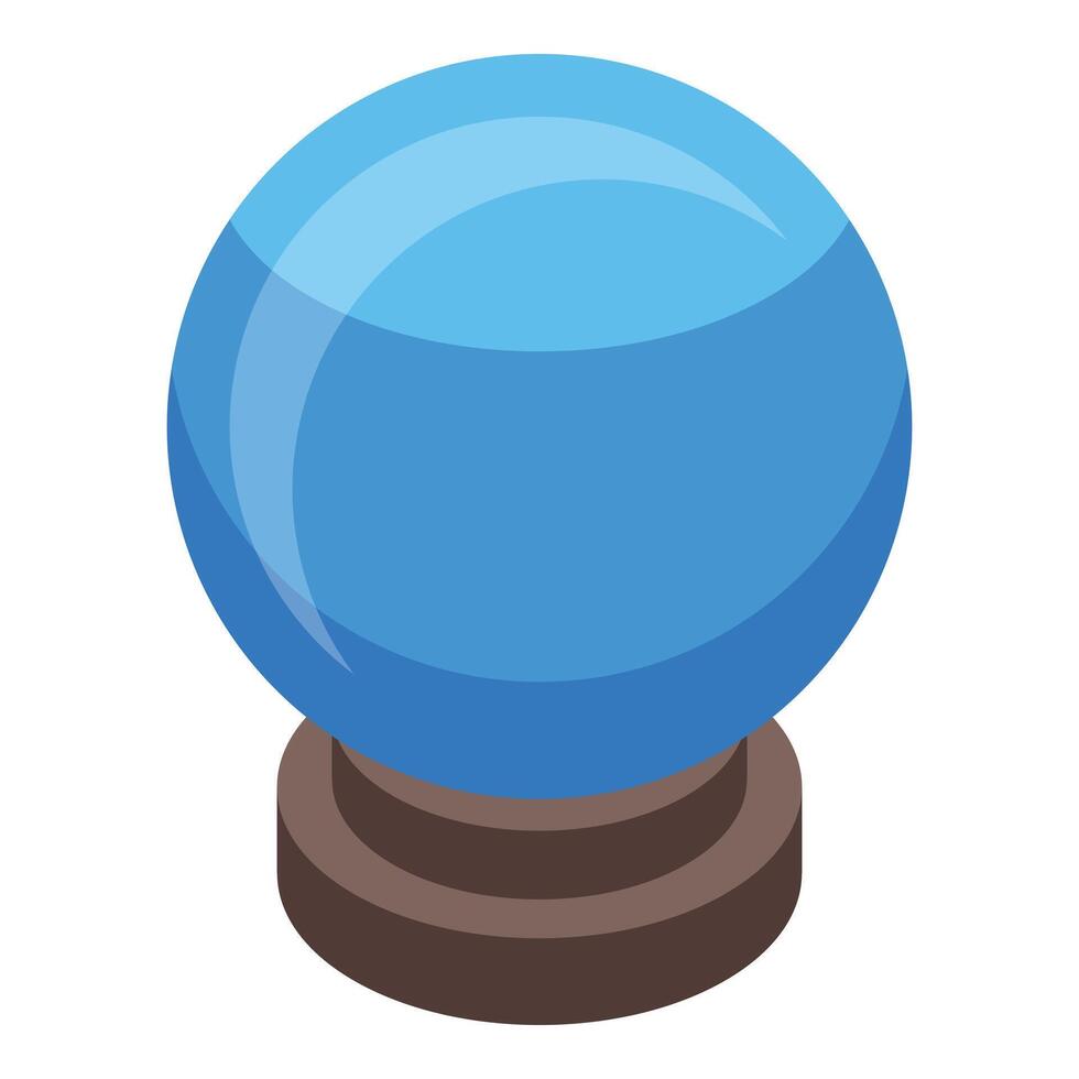 Blue magic crystal ball resting on a stand, predicting the future vector
