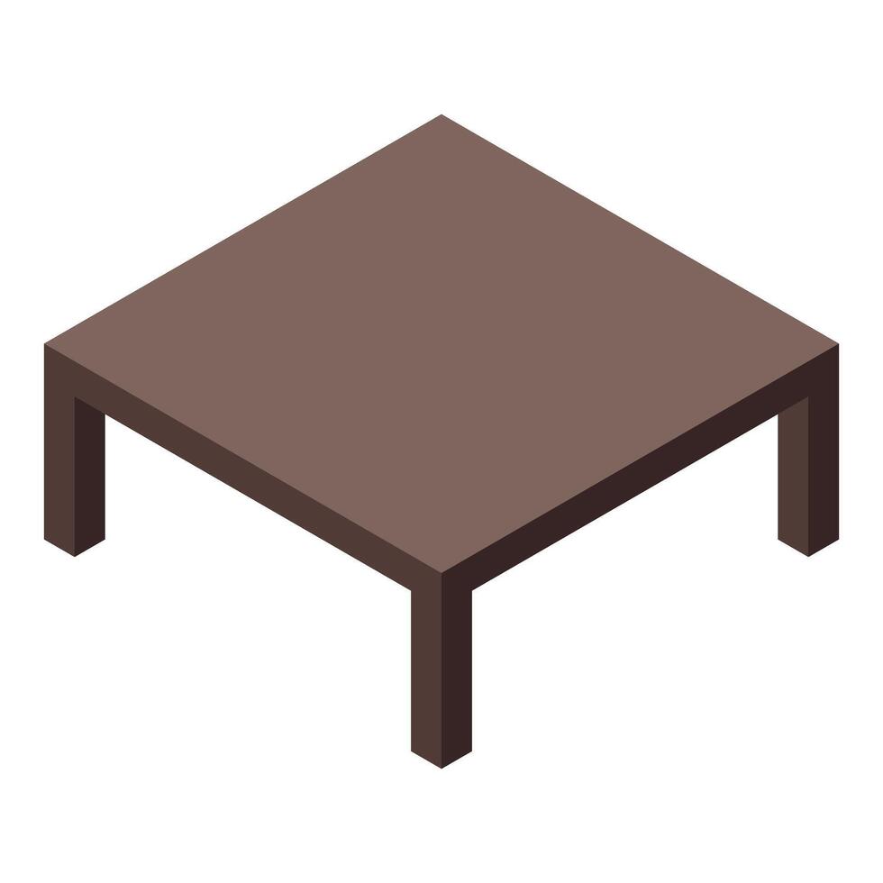 Brown square table standing on four legs isometric view vector