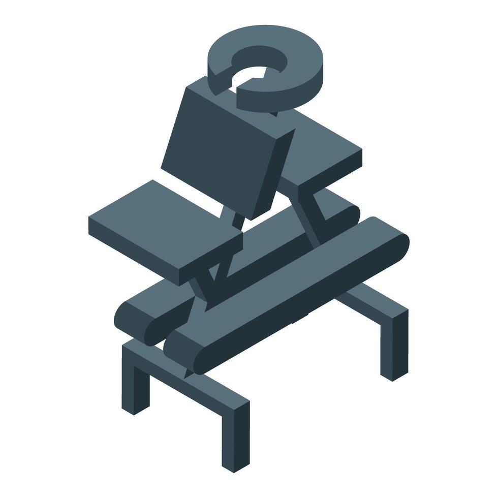 Kneeling chair maintaining correct posture while working at desk vector