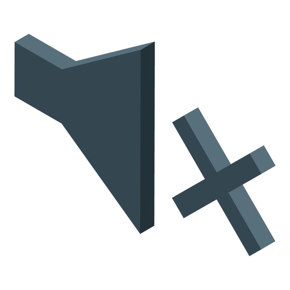 Mute volume cross sign showing no sound or lowering volume vector