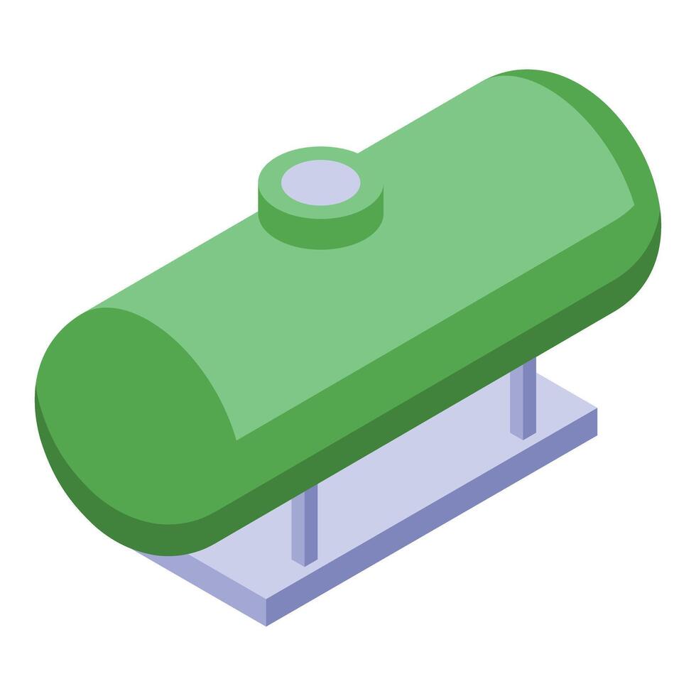 Green tank storing natural gas on metal platform vector