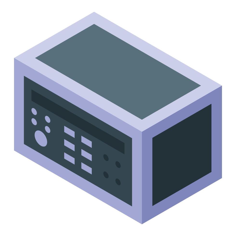 Modern radio playing music with buttons and display showing information vector