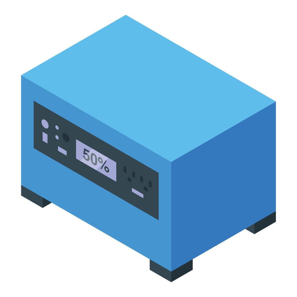 Portable power station showing battery charging at fifty percent vector