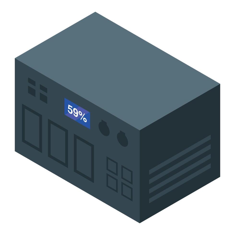 Electric generator providing electricity with charge indicator showing 59 percent vector