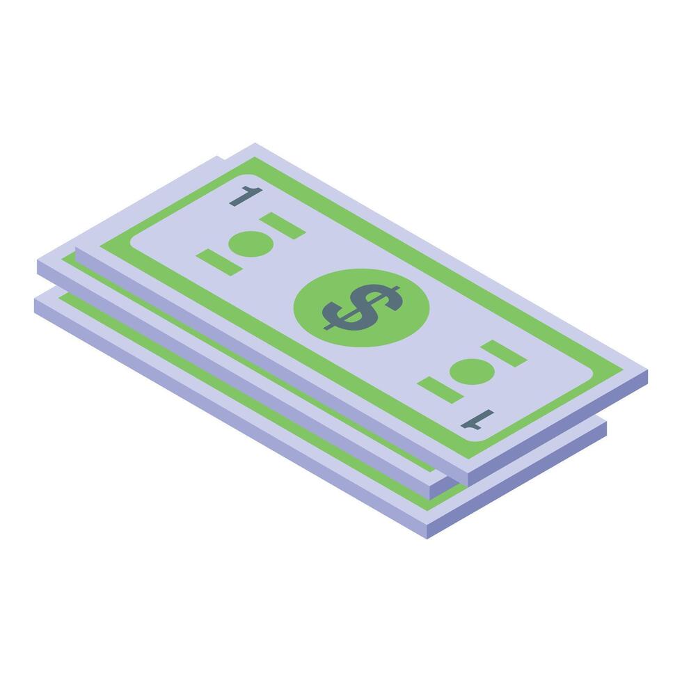 Stack of three green dollar bills representing savings and investment vector