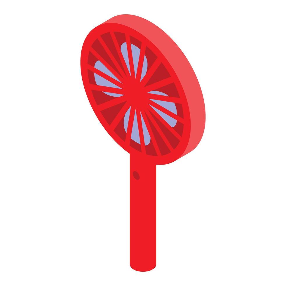 A red fan with a blue handle on a white background vector