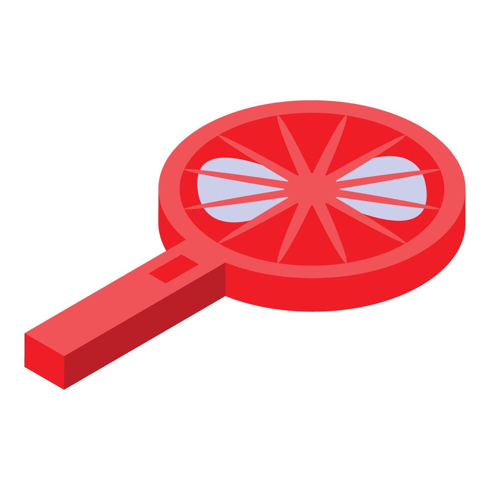 Red plastic fly swatter killing insects protecting food isometric view vector