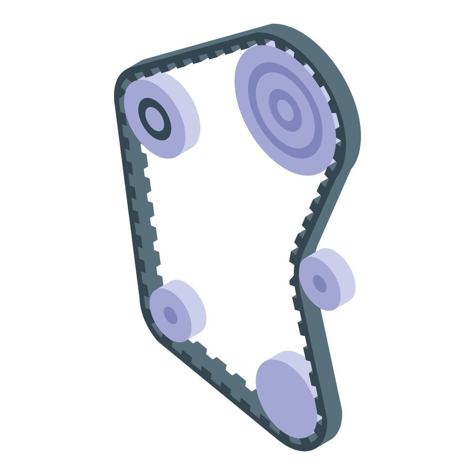 Timing belt rotating and connecting pulleys in isometric view vector