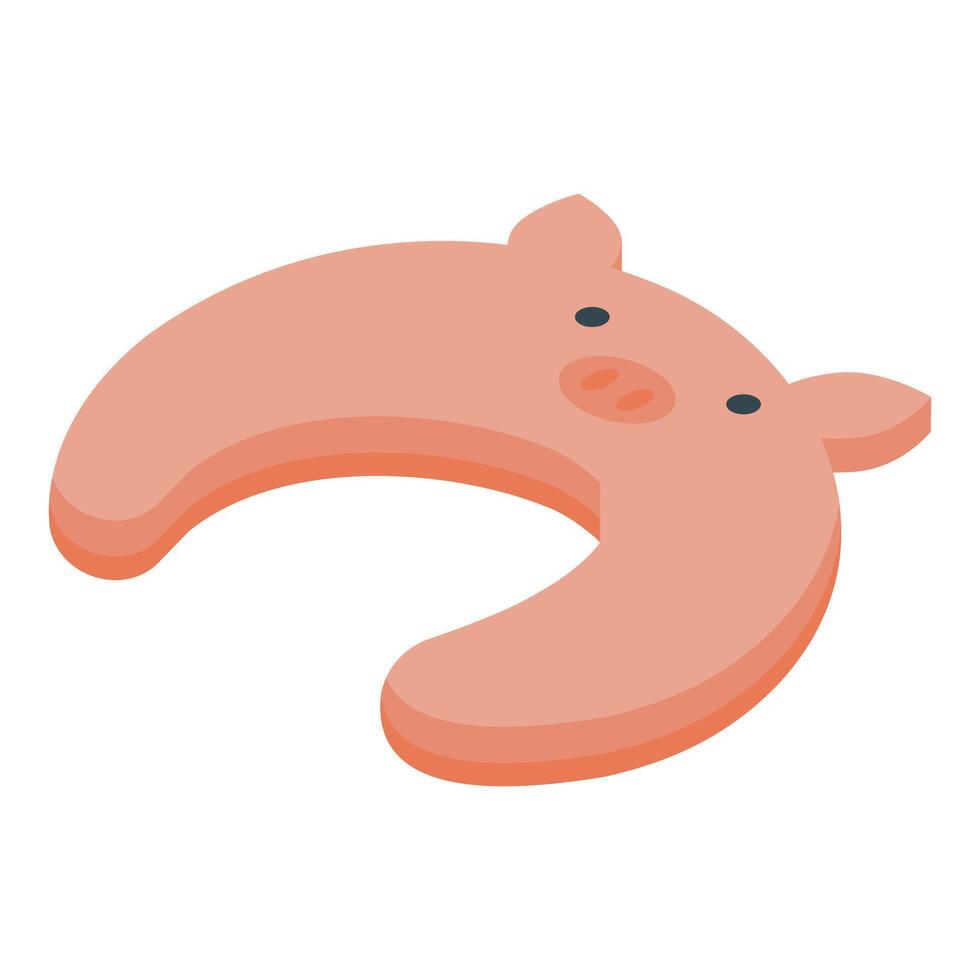 Pink pig shaped baby head support pillow providing comfort and safety vector
