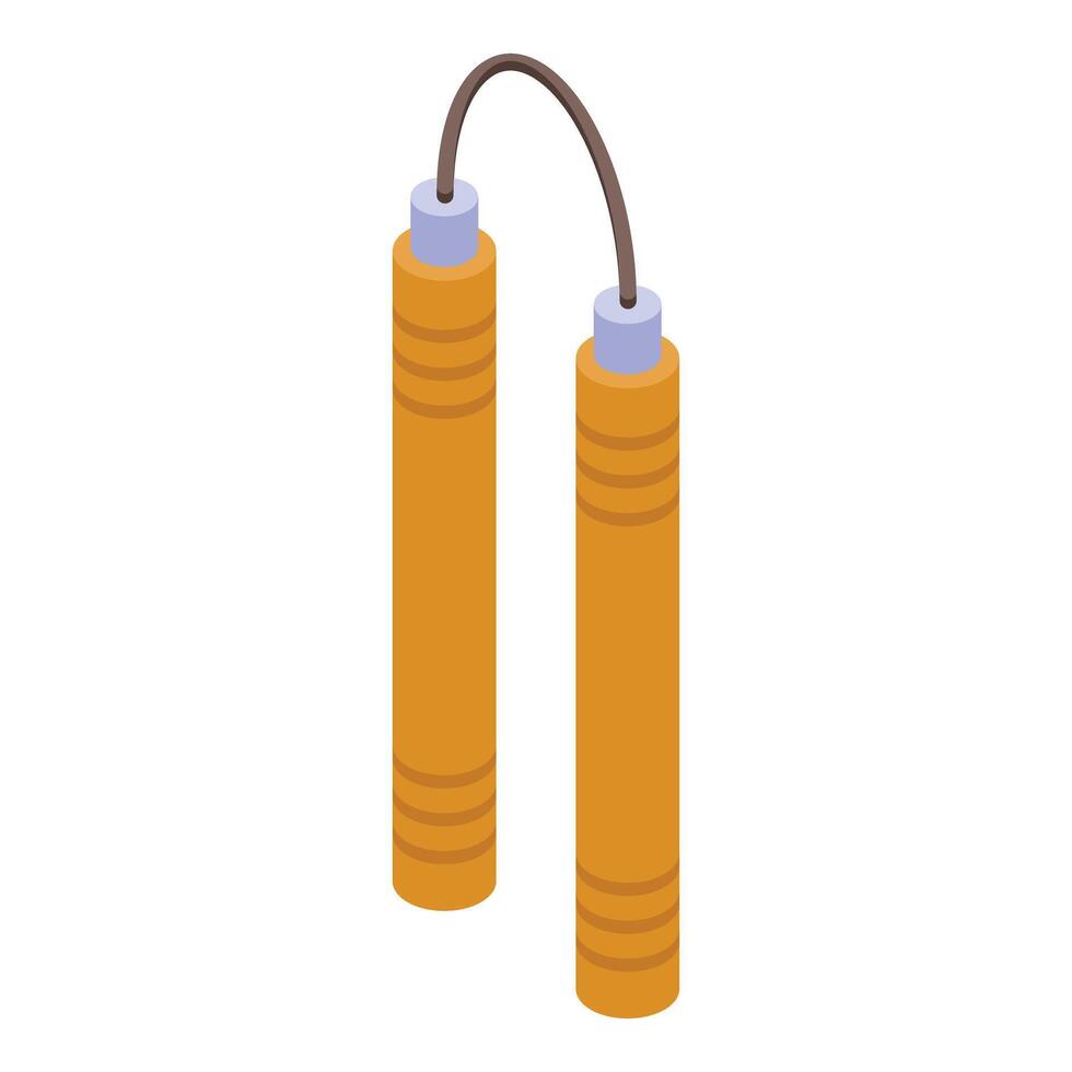 Nunchaku weapon isometric sport equipment striking tool vector