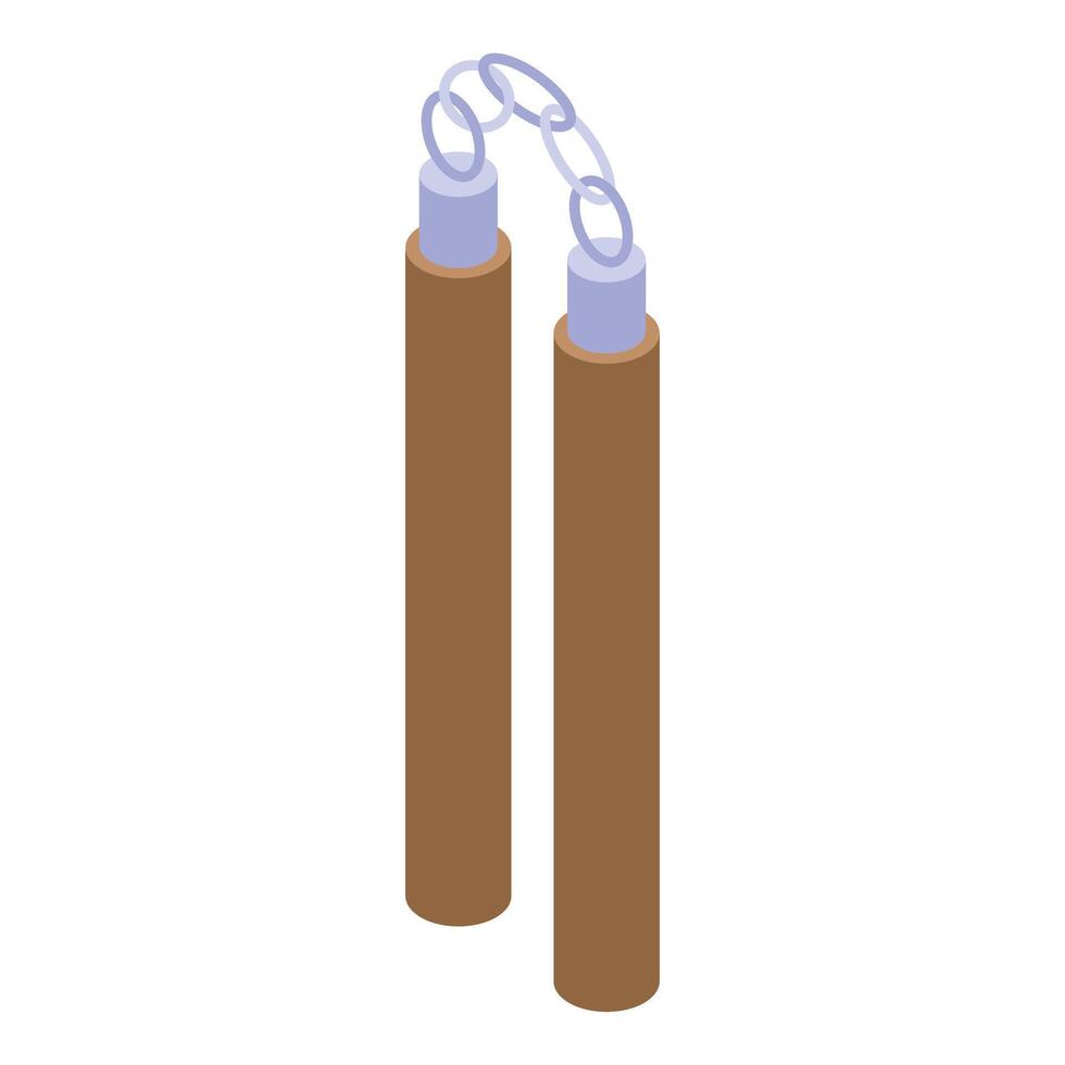 Nunchaku, traditional japanese weapon, swinging on white background vector