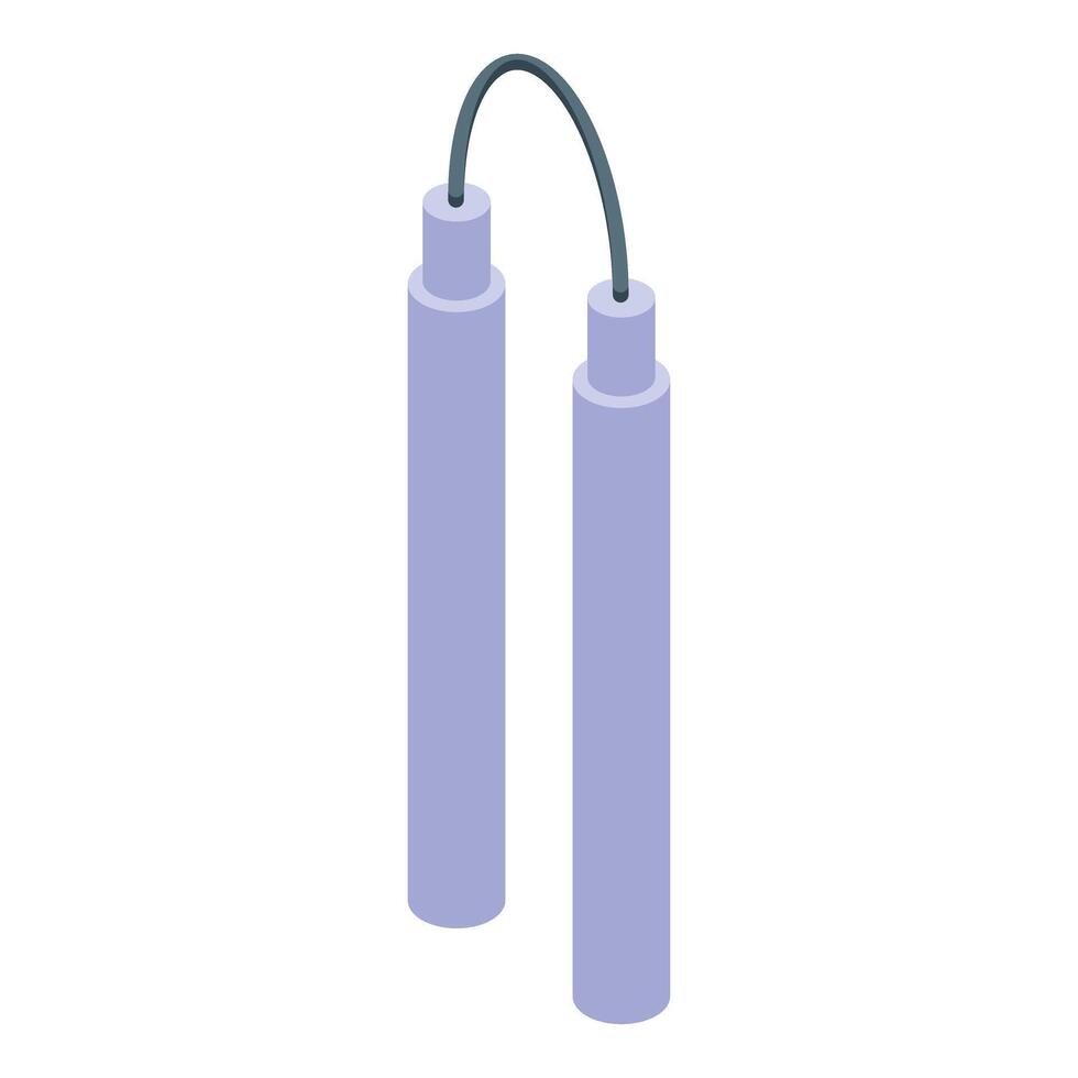 Nunchaku with cord connecting two cylinders for martial arts training vector